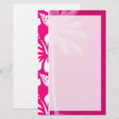 Helderroze tropische hibiscus briefpapier (Voorkant / Achterkant)