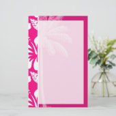 Helderroze tropische hibiscus briefpapier (Staand voorkant)