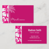 Helderroze tropische hibiscus visitekaartje (Voorkant / Achterkant)