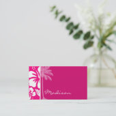 Helderroze tropische hibiscus visitekaartje (Staand voorkant)