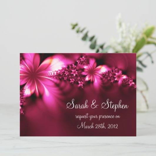 Helderroze uitnodiging voor het bruiloft (Staand voorkant)