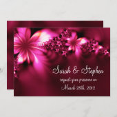 Helderroze uitnodiging voor het bruiloft (Voorkant / Achterkant)