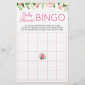 Helderroze vlakke Baby shower Bingo Game (Voorkant)