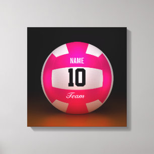 Helderroze volleybalteam canvas afdruk