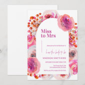 Helderroze Vrijgezellenfeest van de Floral Summer Kaart (Voorkant / Achterkant)