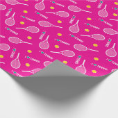 Helderroze waar ik van hou, tennis, wrapping cadeaupapier (Hoek)