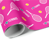 Helderroze waar ik van hou, tennis, wrapping cadeaupapier (Rol Hoek)