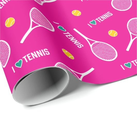 Helderroze waar ik van hou, tennis, wrapping cadeaupapier (Rol Hoek)
