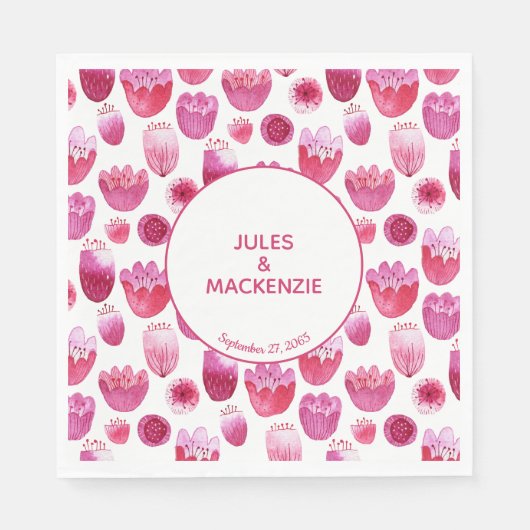 Helderroze Waterverf bloesem Servet (Voorkant)