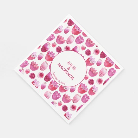 Helderroze Waterverf bloesem Servet (Hoek)