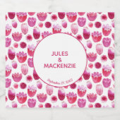Helderroze Waterverf Blossom Floral Wedding Likeurfles Etiket (Enkel label)