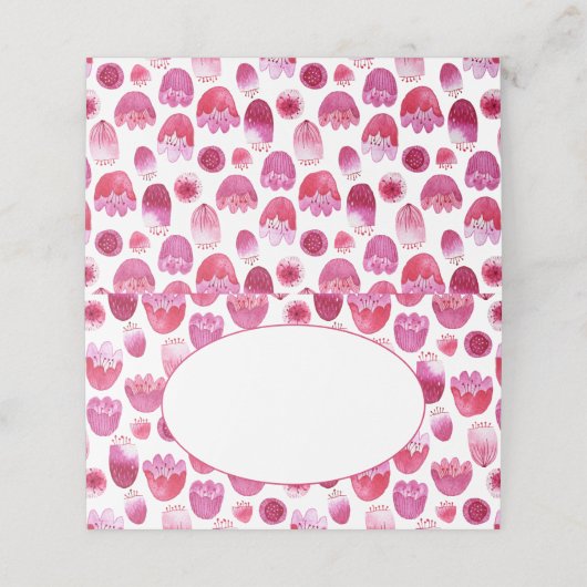 Helderroze Waterverf Blossom Wedding Plaatskaartje (Buitenkant ongevouwen)