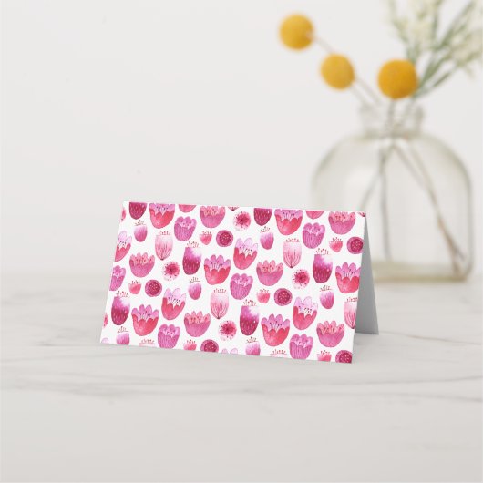 Helderroze Waterverf Blossom Wedding Plaatskaartje (Achterkant)