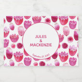 Helderroze Waterverf Blossom Wedding Sparkling Wijnetiket (Enkel label)