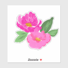 Helderroze Waterverf Flowers Sticker