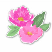 Helderroze Waterverf Flowers Sticker (Voorkant)