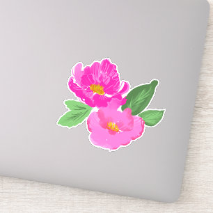 Helderroze Waterverf Flowers Sticker