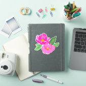Helderroze Waterverf Flowers Sticker (iPad Cover)