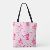 Helderroze Waterverf Flowers Tote Bag (Achterkant)