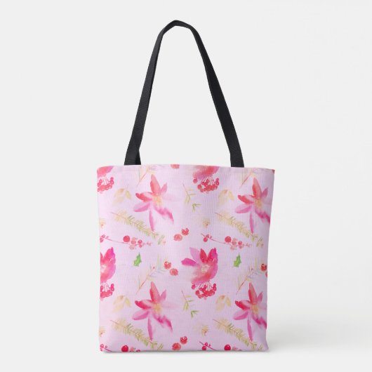 Helderroze Waterverf Flowers Tote Bag (Achterkant)