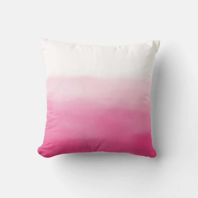 Helderroze Waterverf Ombre Pillow Kussen (Voorkant)
