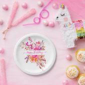 Helderroze waterverf op maat papieren bordje (Feest)