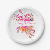 Helderroze waterverf op maat papieren bordje (Voorkant)