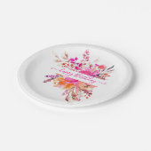 Helderroze waterverf op maat papieren bordje (Gekanteld)