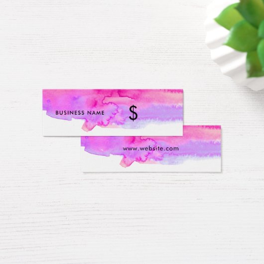 Helderroze Waterverf plastic Label met witte prijs Mini Visitekaartjes (Bureau)