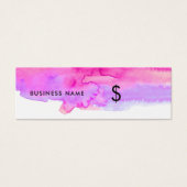 Helderroze Waterverf plastic Label met witte prijs Mini Visitekaartjes (Voorkant)