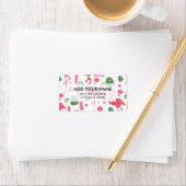 Helderroze waterverf tropische flamingo floral etiket (Insitu)