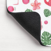 Helderroze waterverf tropische flamingo floral muismat (Hoek)