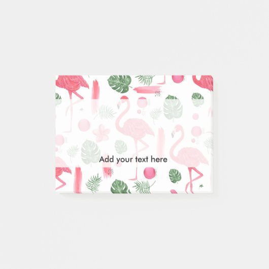 Helderroze waterverf tropische flamingo floral post-it® notes (Voorkant)