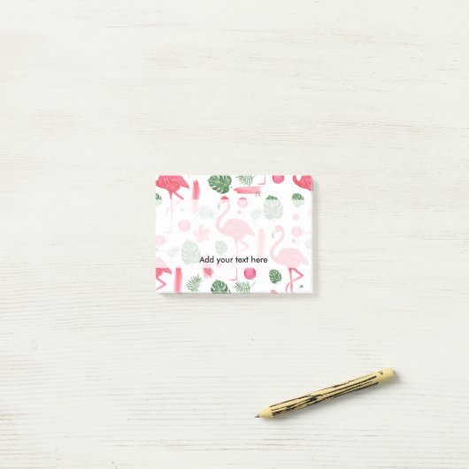 Helderroze waterverf tropische flamingo floral post-it® notes (Op bureau)