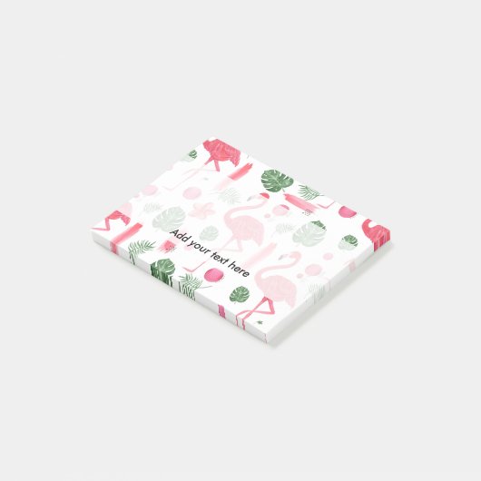 Helderroze waterverf tropische flamingo floral post-it® notes (Schuin)