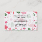 Helderroze waterverf tropische flamingo floral visitekaartje (Achterkant)