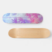 Helderroze waterverf tropische palmboomstructuur persoonlijk skateboard (Horizontaal)