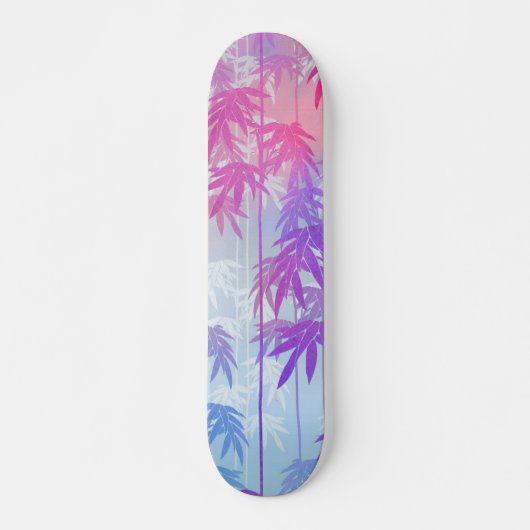 Helderroze waterverf tropische palmboomstructuur persoonlijk skateboard (Voorkant)