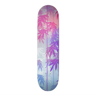 Helderroze waterverf tropische palmboomstructuur persoonlijk skateboard