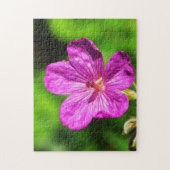 Helderroze wilde bloemen groene gras legpuzzel (Verticaal)