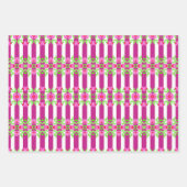 Helderroze witte en groene Floral Inpakpapier Vel (Voorkant 3)