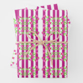 Helderroze witte en groene Floral Inpakpapier Vel (In situ)