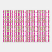 Helderroze witte en groene Floral Inpakpapier Vel (Voorkant)