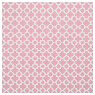 Helderroze witte Ikat Quatrefoil Roos Patroon Stof