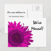 Helderroze Zonnebloem Adres wijzigen Aankondigingskaart (Voorkant / Achterkant)