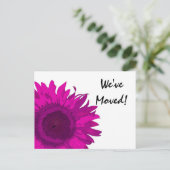 Helderroze Zonnebloem Adres wijzigen Aankondigingskaart (Staand voorkant)