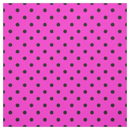 Helderroze zwarte potty poka dot patroon stof (Swatch)