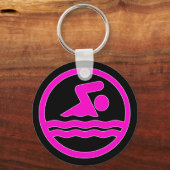 Helderroze zwembad decale Sleutelhanger voor zwemm (Voorkant)