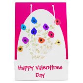 Helderroze, zwevende, gelukkige Valentijnse  Gemid Medium Cadeauzakje (Achterkant)