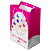 Helderroze, zwevende, gelukkige Valentijnse  Gemid Medium Cadeauzakje (Achterkant Gekanteld)